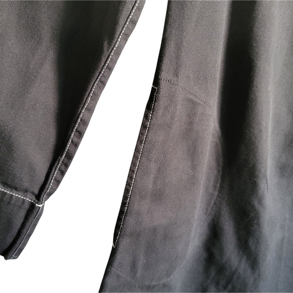Utility Canvas Black Cotton Tunic Dress S Quilted Workwear USA Pockets Zip - Picture 5 of 11
